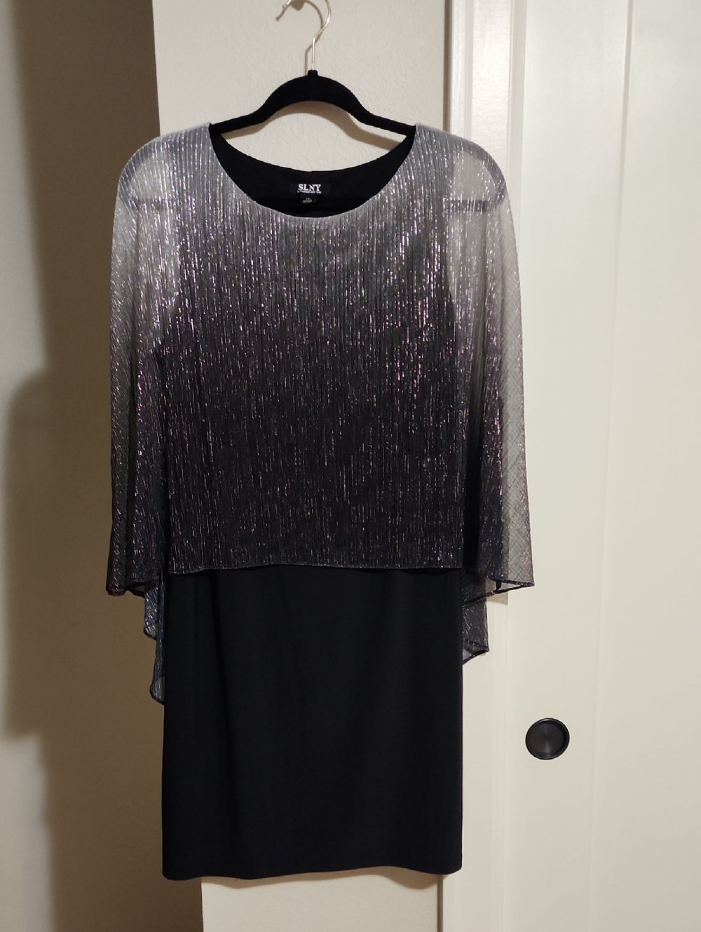 SLNY Black Top with Purple Metallic Ribbed Overlay